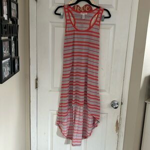 Striped long back thin material sun dress